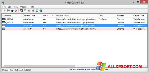 Screenshot VideoCacheView für Windows XP