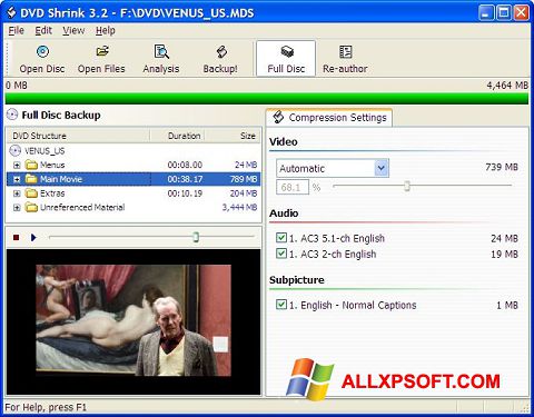 Screenshot DVD Shrink für Windows XP