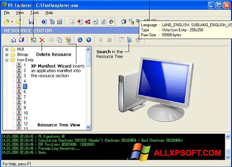 Screenshot PE Explorer für Windows XP