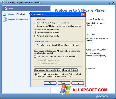 Screenshot VMware Player für Windows XP