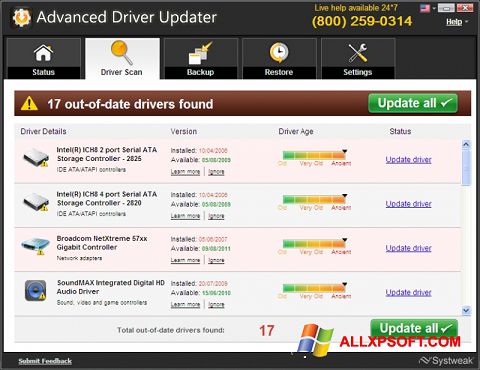 Screenshot Advanced Driver Updater für Windows XP