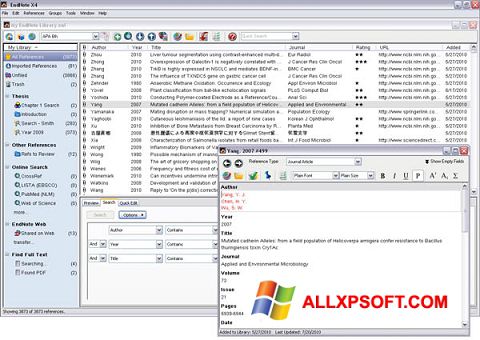 Screenshot EndNote für Windows XP
