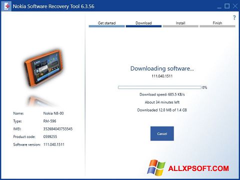 Screenshot Nokia Software Recovery Tool für Windows XP