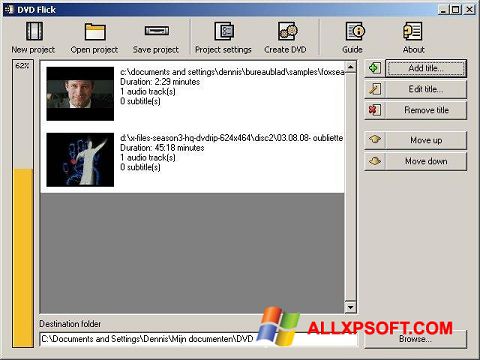 Screenshot DVD Flick für Windows XP