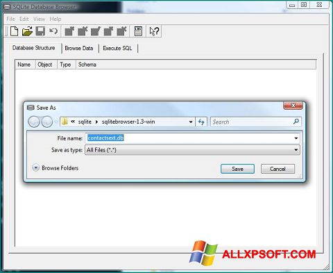 Screenshot SQLite Database Browser für Windows XP