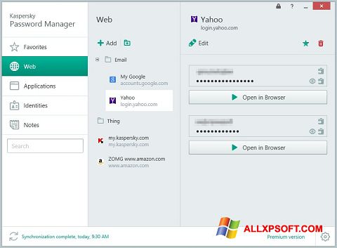 Screenshot Kaspersky Password Manager für Windows XP