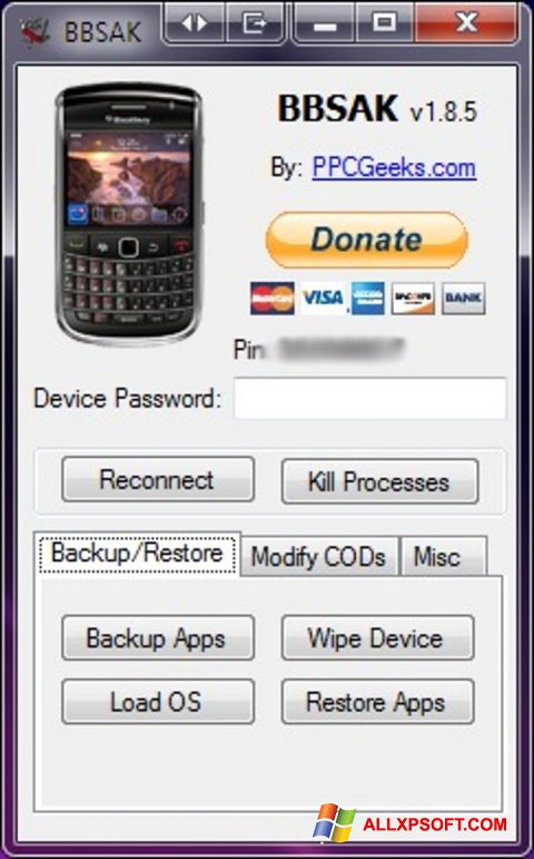 Screenshot BBSAK für Windows XP