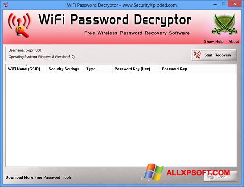 Screenshot WiFi Password Decryptor für Windows XP