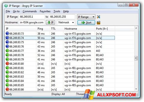Screenshot Angry IP Scanner für Windows XP