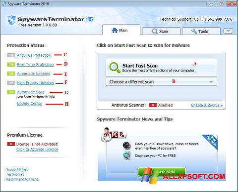 Screenshot Spyware Terminator für Windows XP
