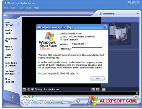 Screenshot Windows Media Player für Windows XP