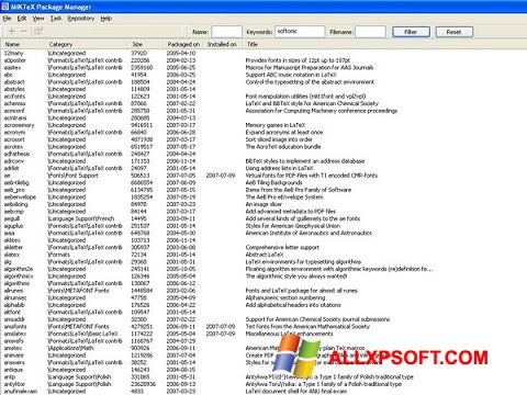 Screenshot MiKTeX für Windows XP