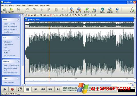 Screenshot WavePad Sound Editor für Windows XP