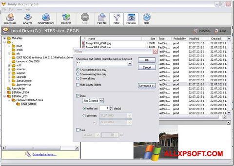 Screenshot Handy Recovery für Windows XP