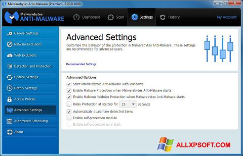 Screenshot Malwarebytes Anti-Malware für Windows XP