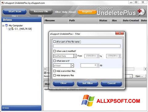 Screenshot Undelete Plus für Windows XP