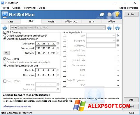 Screenshot NetSetMan für Windows XP