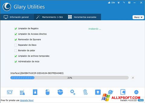 Screenshot Glary Utilities für Windows XP