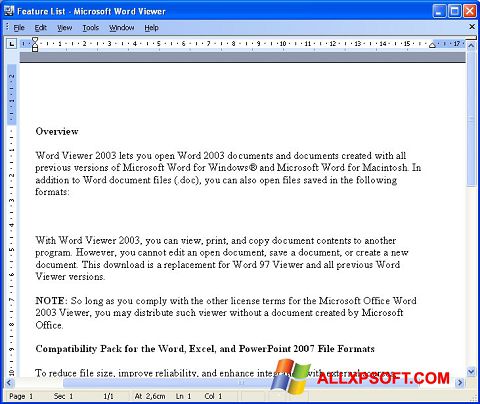 Screenshot Word Viewer für Windows XP