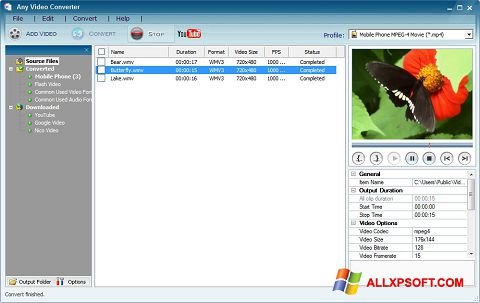 Screenshot Any Video Converter für Windows XP