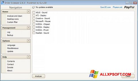 Screenshot Driver Sweeper für Windows XP
