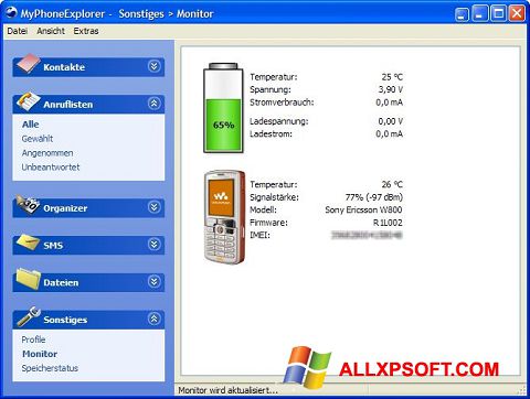 Screenshot MyPhoneExplorer für Windows XP