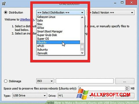 Screenshot UNetbootin für Windows XP