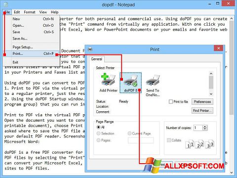 Screenshot doPDF für Windows XP
