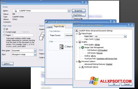 Screenshot CutePDF Writer für Windows XP