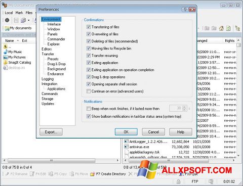 Screenshot WinSCP für Windows XP