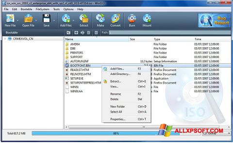 Screenshot WinISO für Windows XP