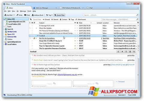 Screenshot Mozilla Thunderbird für Windows XP