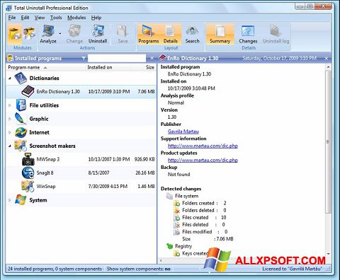 Screenshot Total Uninstall für Windows XP