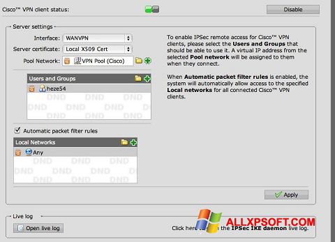 Screenshot Cisco VPN Client für Windows XP