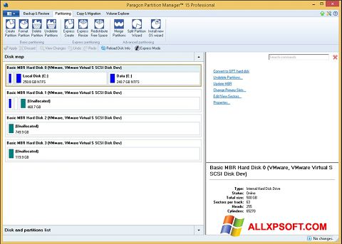 Screenshot Paragon Partition Manager für Windows XP