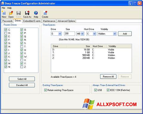 Screenshot Deep Freeze für Windows XP