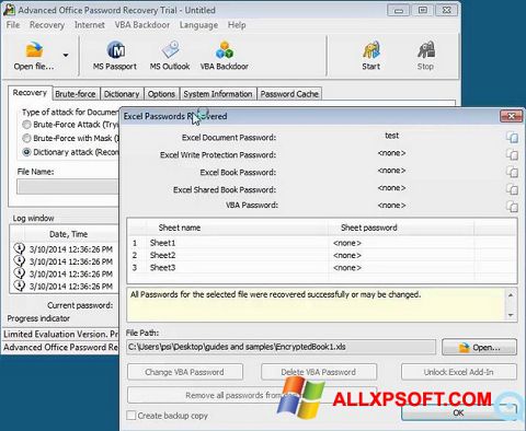 Screenshot Advanced Office Password Recovery für Windows XP