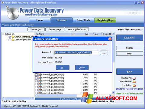 Screenshot Power Data Recovery für Windows XP