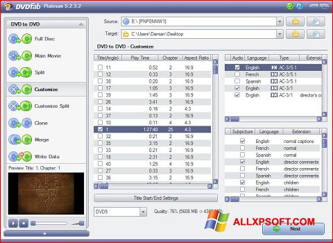 Screenshot DVDFab für Windows XP