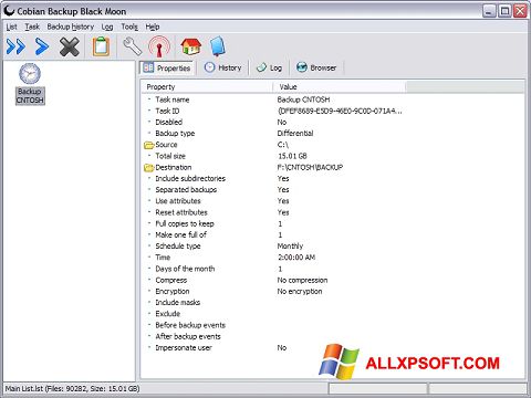 Screenshot Cobian Backup für Windows XP