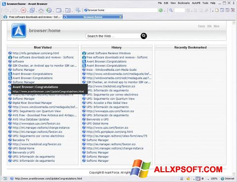 Screenshot Avant Browser für Windows XP