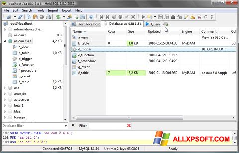Screenshot HeidiSQL für Windows XP