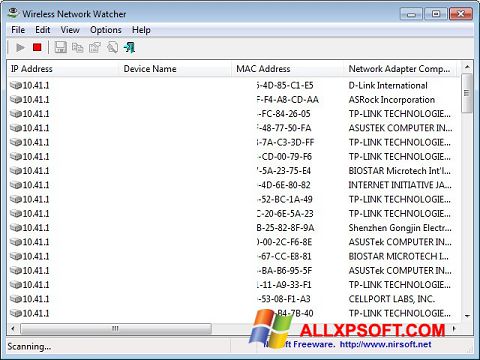 Screenshot Wireless Network Watcher für Windows XP