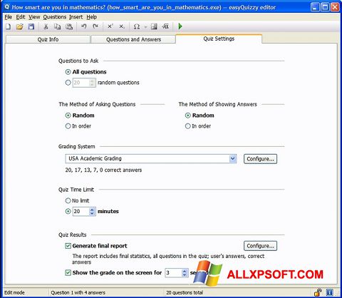 Screenshot easyQuizzy für Windows XP