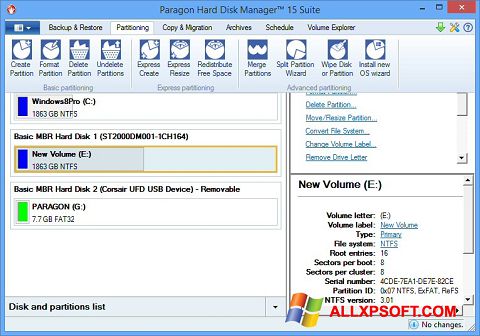 Screenshot Paragon Hard Disk Manager für Windows XP