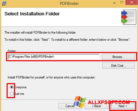 Screenshot PDFBinder für Windows XP