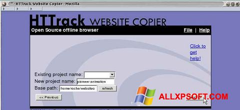 Screenshot HTTrack Website Copier für Windows XP