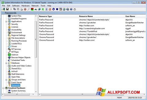 Screenshot SIW für Windows XP