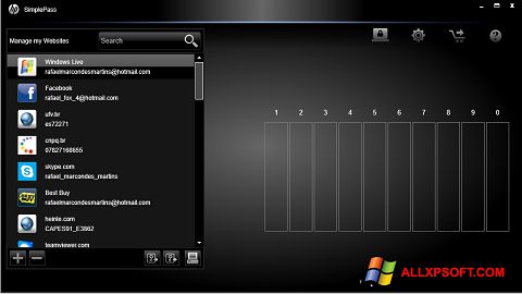 Screenshot HP SimplePass für Windows XP