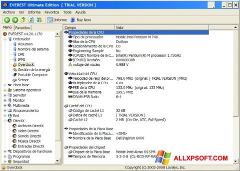 Screenshot EVEREST Ultimate Edition für Windows XP